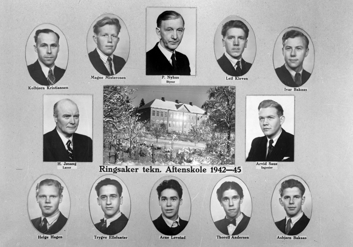 Christian Grundseth, RINGSAKER TEKN. AFTENSKOLE, 1942-45, M/NAVN
