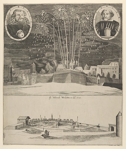 Anonymous, Fireworks display by Lorenz Müller as proof of his mastership, Nuremberg 1635