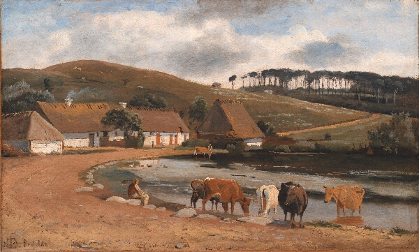 Johan Thomas Lundbye, Køer vandes ved et gadekær. Brofelde