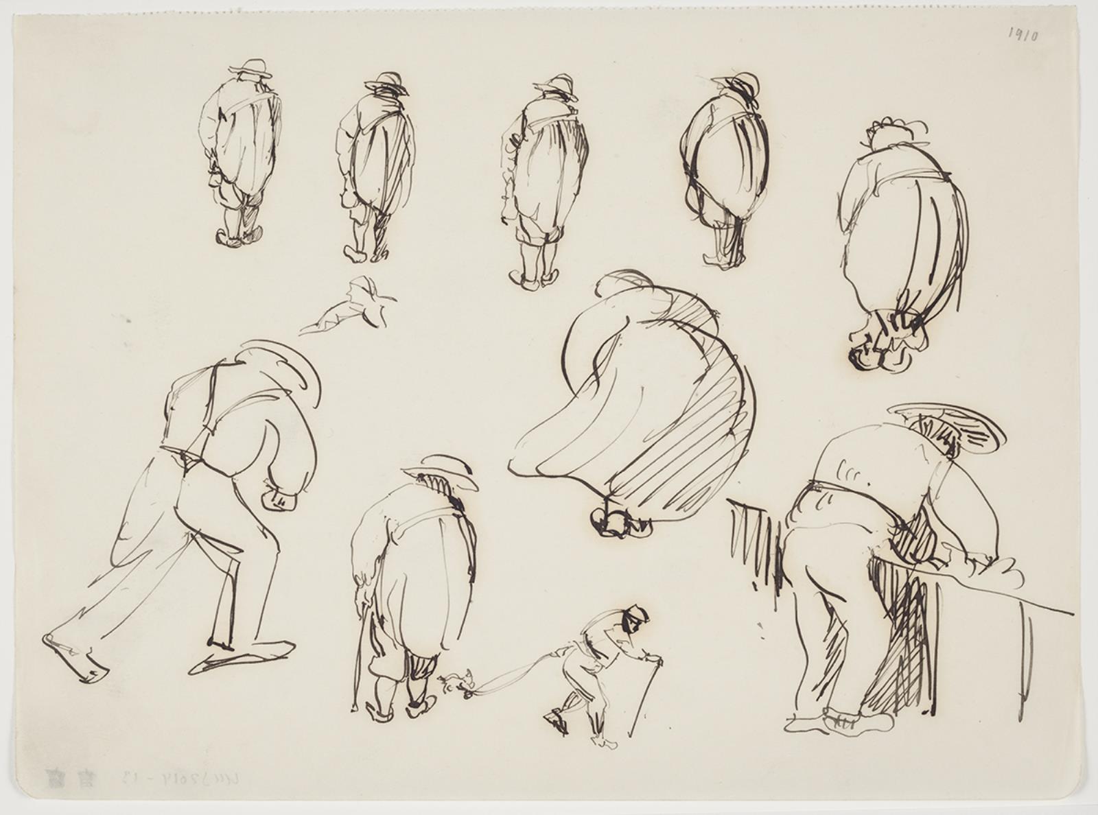 J.A. Jerichau (II), Studier af rygvendte figurer