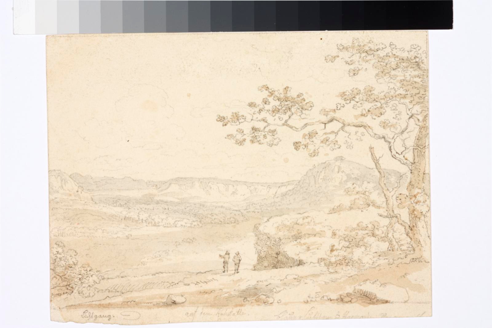 tundmatu kunstnik (autor), Landscape with two figures in foreground