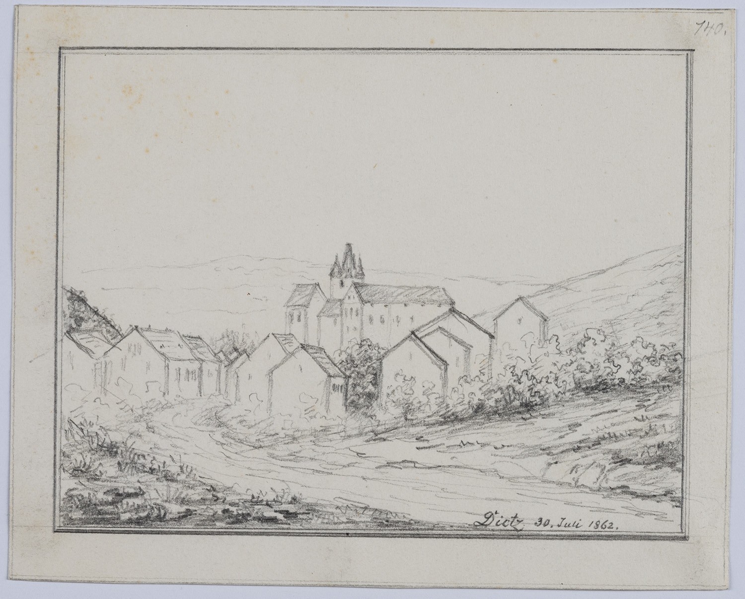 Rudolf Lutter, Diez/Lahn (Rheinland-Pfalz): Burg und Stadt aus der Ferne