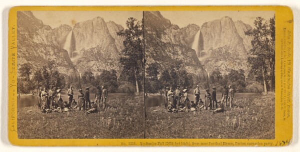 John P. Soule, Yo-Semite Fall (2634 feet high), from near Sentinel House, Boston excursion party.
