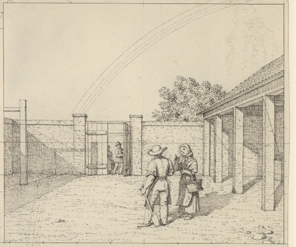 C.W. Eckersberg, Linearperspectiven anvendt paa malerkunsten - Udkast til ikke anvendt Version af Tavle V,2 - Regnbuen over gårdsrummet.