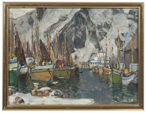 Anna Boberg, Bland fiskebåtar i Svolvaer. Studie från Lofoten