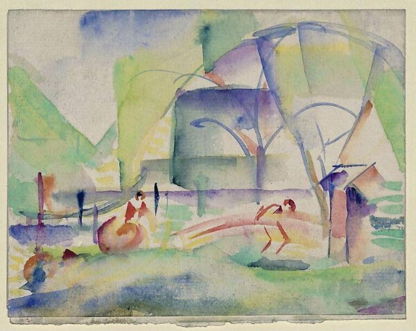 Ervin Bossanyi, Figures in a landscape, St. Brieuc
