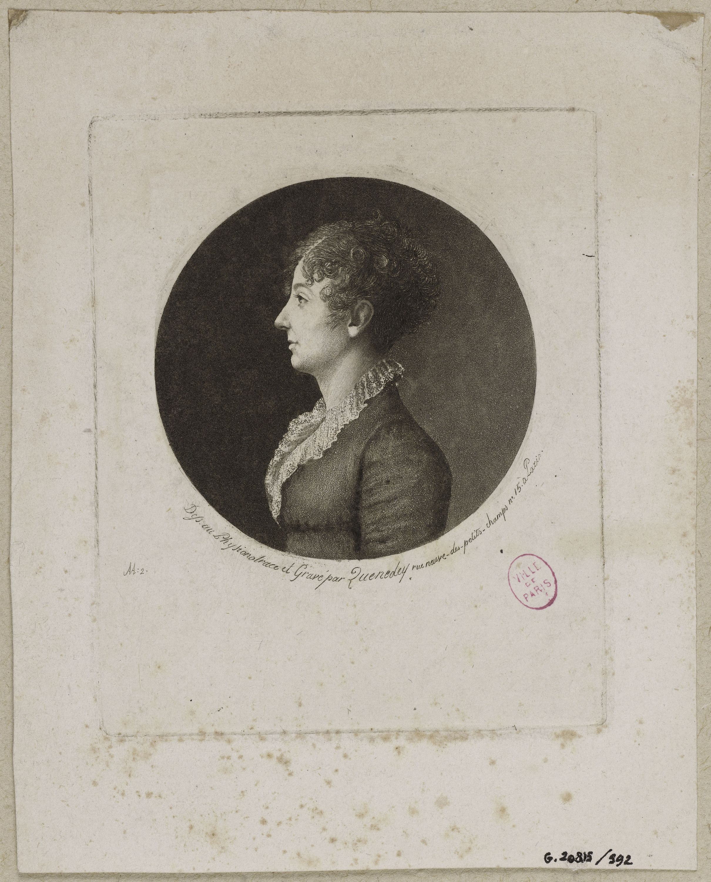 Edmé Quenedey, Portrait d'une femme, fin XVIIIème siècle/début XIXème siècle
