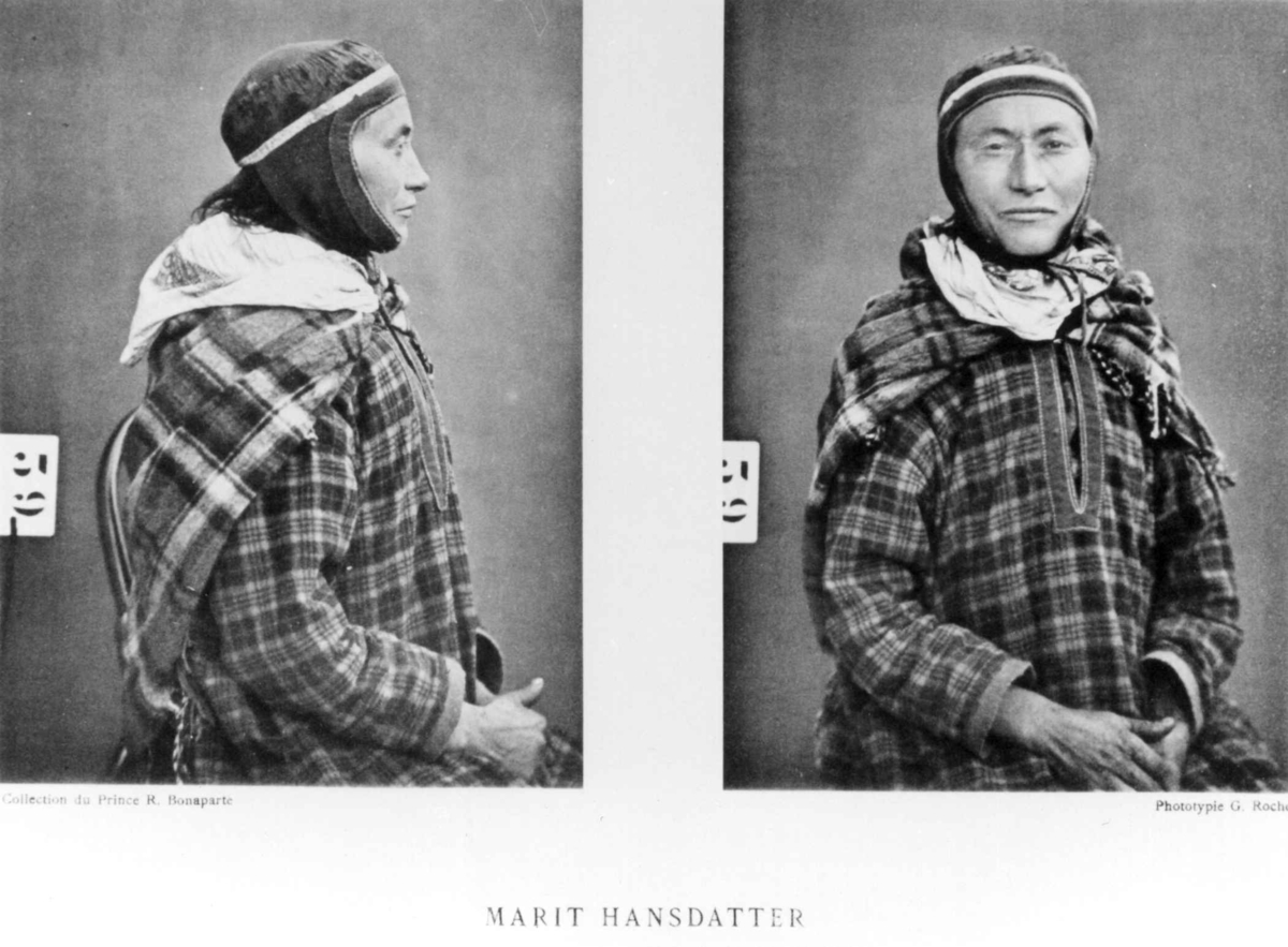G. Roche, Roland Bonaparte sin samling. Portrett av Marit Hansdatter. Inngår i Bonapartes sameportretter som nr. 39. Bonaparte