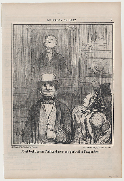 Honoré Daumier, C'est tout d'même flatteur d'avoir son portrait à l'exposition, from Le Salon de 1857, published in Le Charivari, August 31, 1857