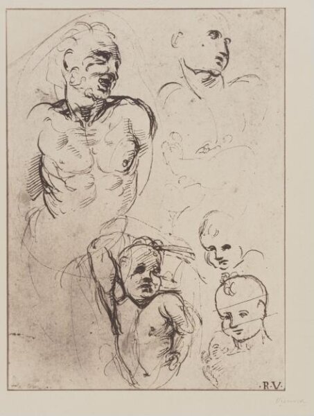 Fratelli Alinari, Five studies of heads in pen