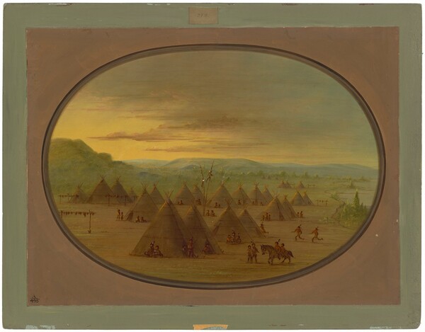 George Catlin, A Crow Village of Skin Tents on the Salmon River