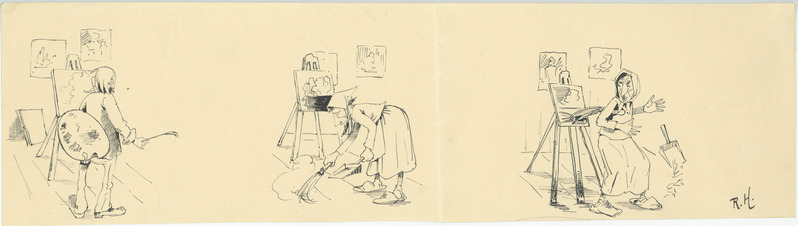 Unknown artist, Cleaner finishing artwork, caricature