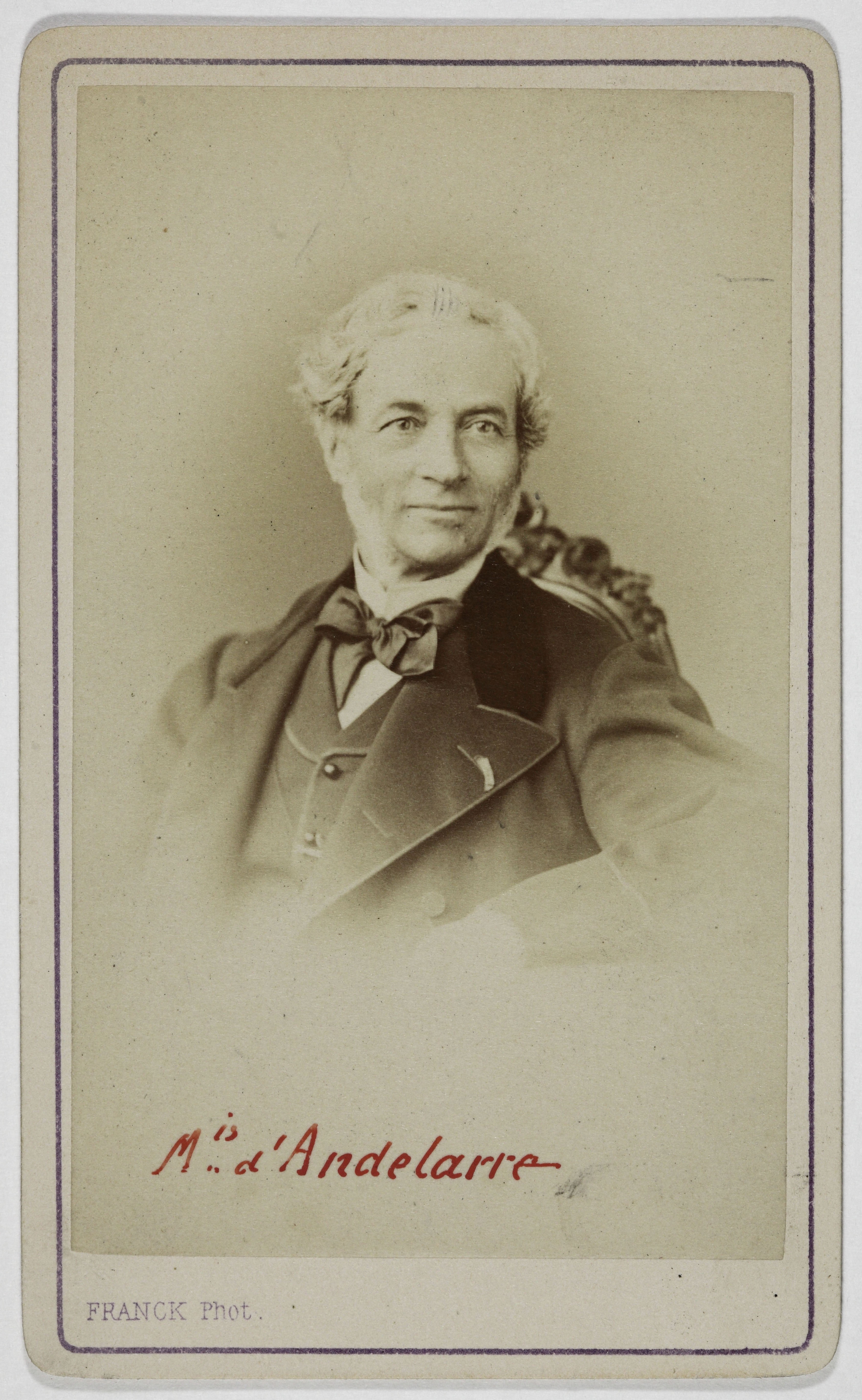 Franck, Portrait d'Andelarre, (Jules-François Jacquot-Rouhier, marquis de), (1803-1885), (député de la Haute-Saône)