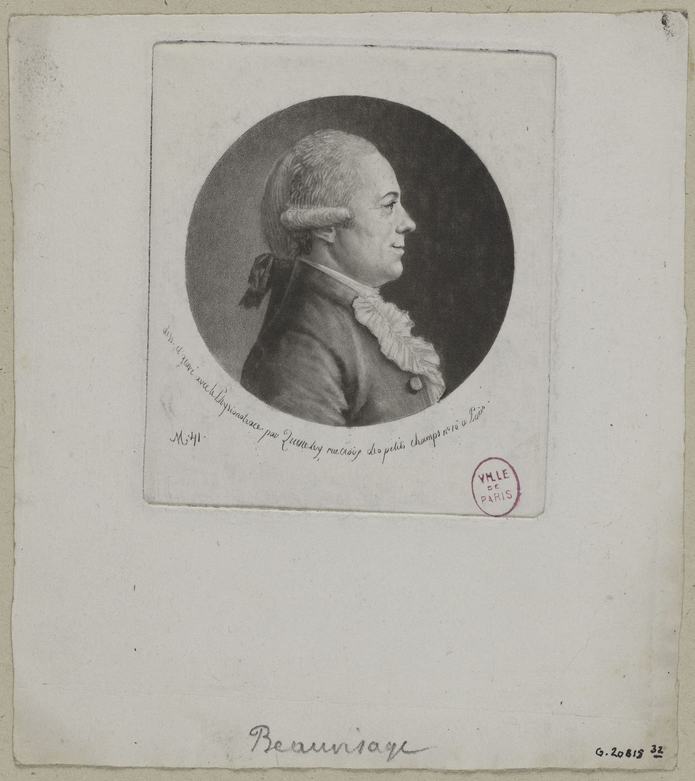 Edmé Quenedey, Portrait de Monsieur Beauvisage