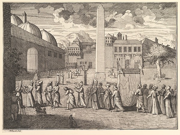 William Hogarth, Procession through the Hippodrome, Constantinople (Aubry de La Mottraye's "Travels throughout Europe, Asia and into Part of Africa...,"  London, 1724, vol. I, plate 15)
