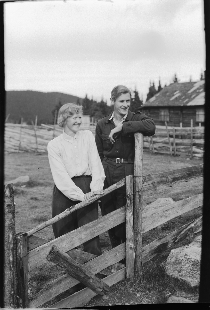 Håkon Prestkværn, Ei kvinne og en mann ved et gjerde. Søskenparet Agnes og ArneVea?