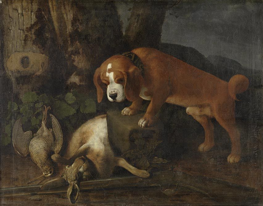 Johann Jacob Marchand, Stehender Hund mit Jagdbeute