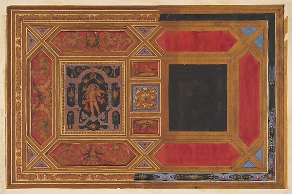 Jules-Edmond-Charles Lachaise, Design for a ceiling painted with grotesque motifs