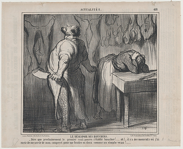 Honoré Daumier, Le Désespoir des Bouchers, from Actualités, published in Le Charivari, November 21, 1857