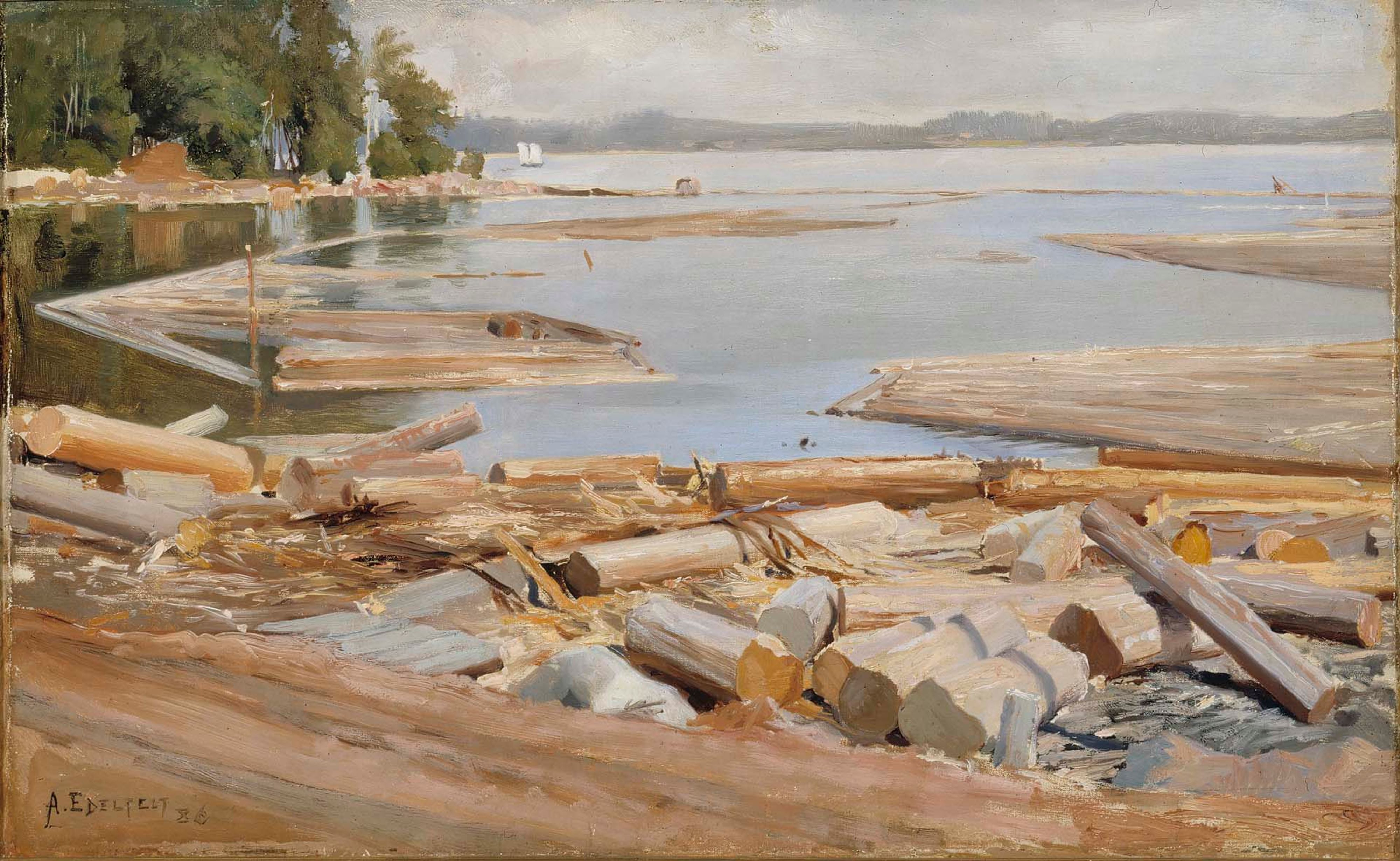 Albert Edelfelt, Log Raft