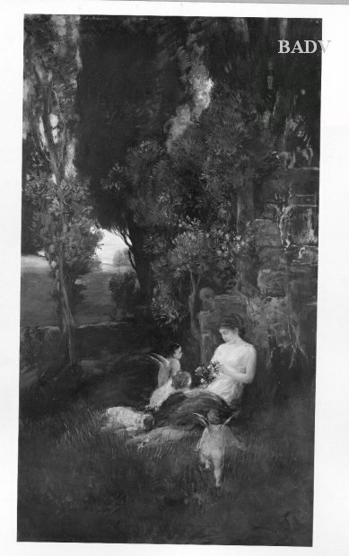 Friedrich August von Kaulbach, Girl with puttos in landscape