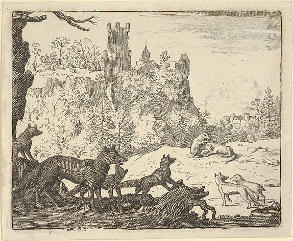 Allart van Everdingen, Renard Leaves with the badger from Hendrick van Alcmar's Renard The Fox