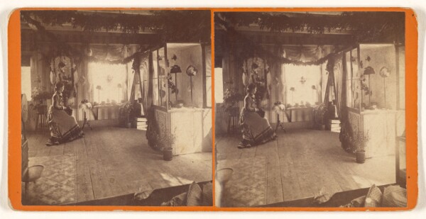 Unknown, [Interior of a woman's hat shop]