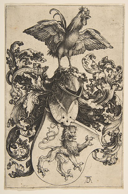 Albrecht Dürer, Coat of Arms with a Lion and a Cock
