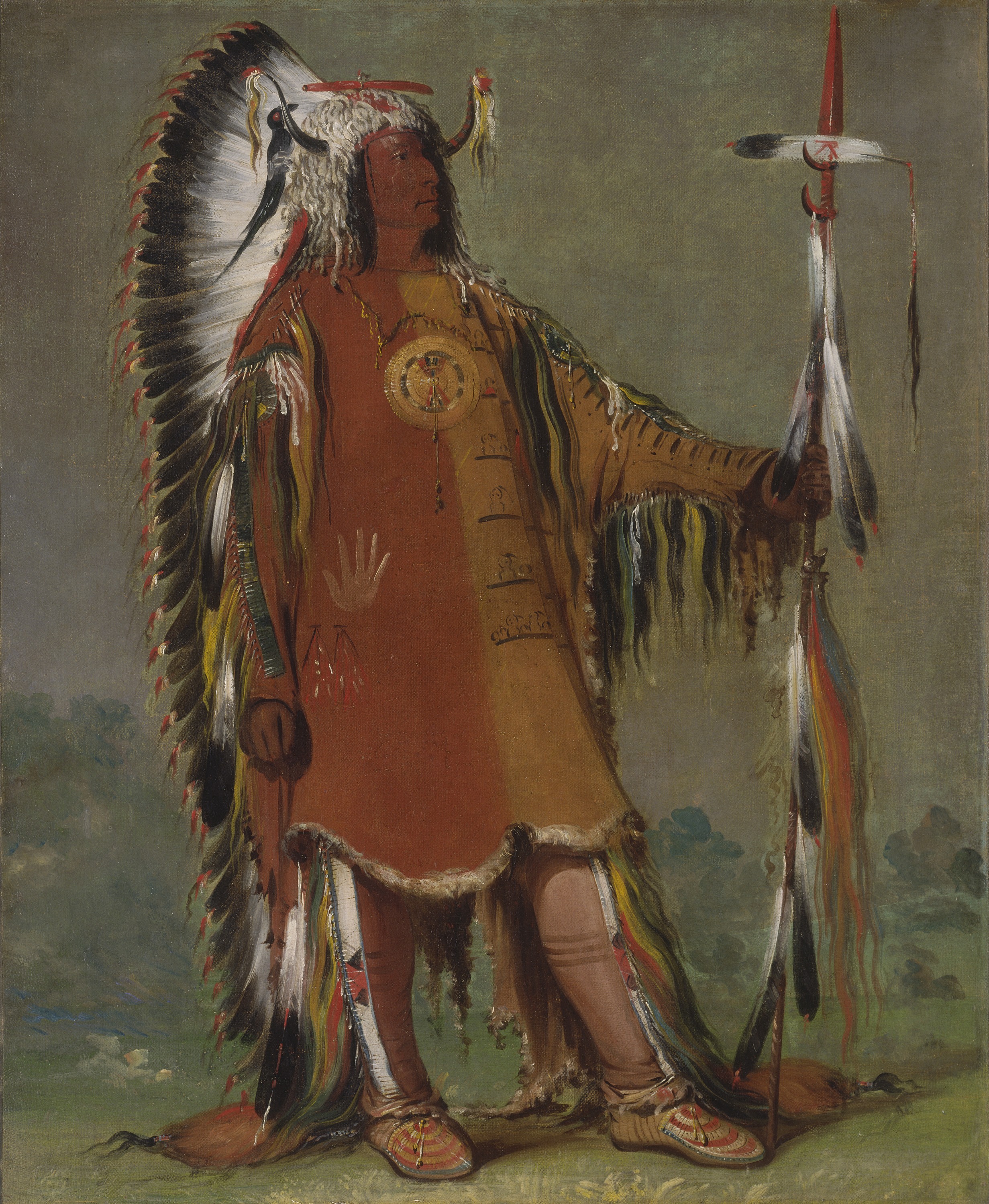 George Catlin, Máh-to-tóh-pa, Four Bears, Second Chief, in Full Dress