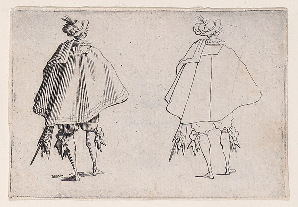 Jacques Callot, Le Gentilhomme au Grand Manteau, Vu de Dos (The Gentleman with the Large Mantle, Seen from Behind), from Les Caprices Series A, The Florence Set