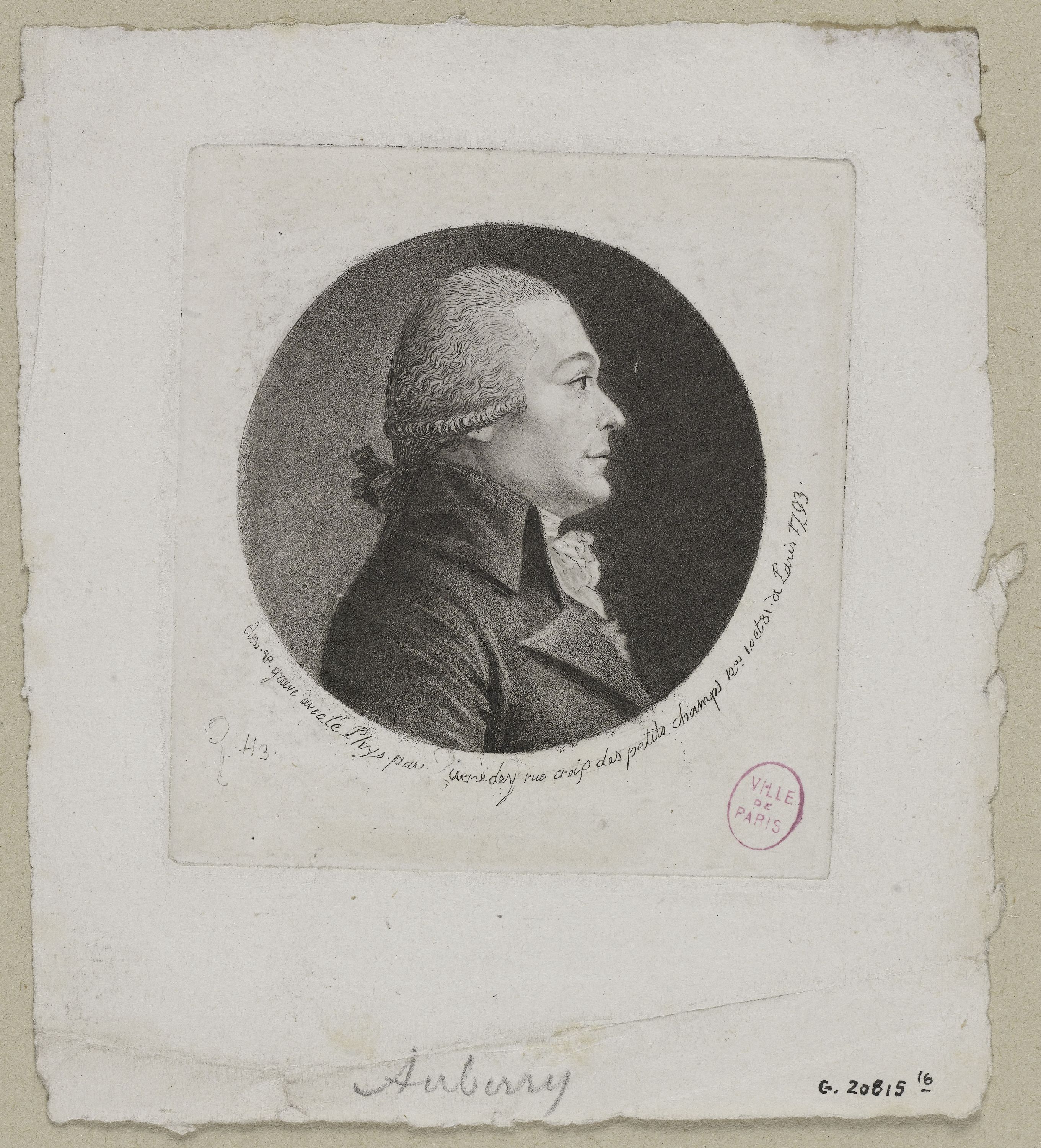 Edmé Quenedey, Portrait de Monsieur Auberry