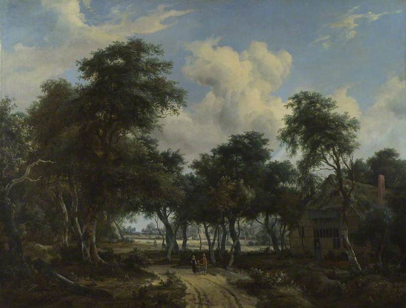 Meindert Hobbema, A Woody Landscape with a Cottage