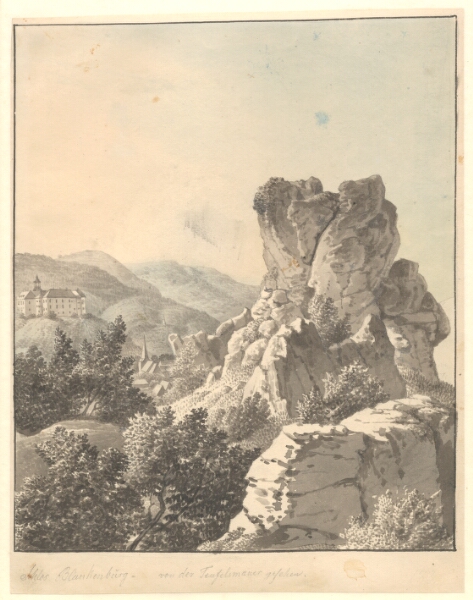 C.W. Eckersberg, Udsigt ved Harzen, fra Teufelsmauer mod Schloss Blankenburg