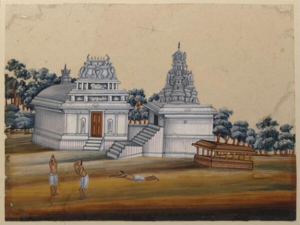 Unknown, One of eight paintings of unidentified Hindu temples in South India