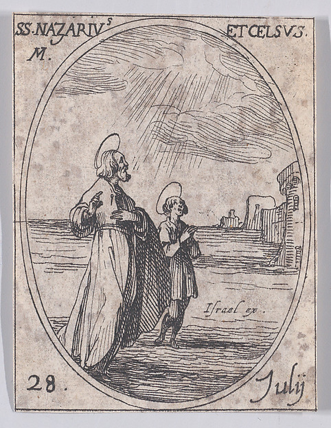 Jacques Callot, S. Nazaire et S. Celse (St. Nazarius and St. Celsus), July 28th, from "Les Images De Tous Les Saincts et Saintes de L'Année" (Images of All of the Saints and Religious Events of the Year)