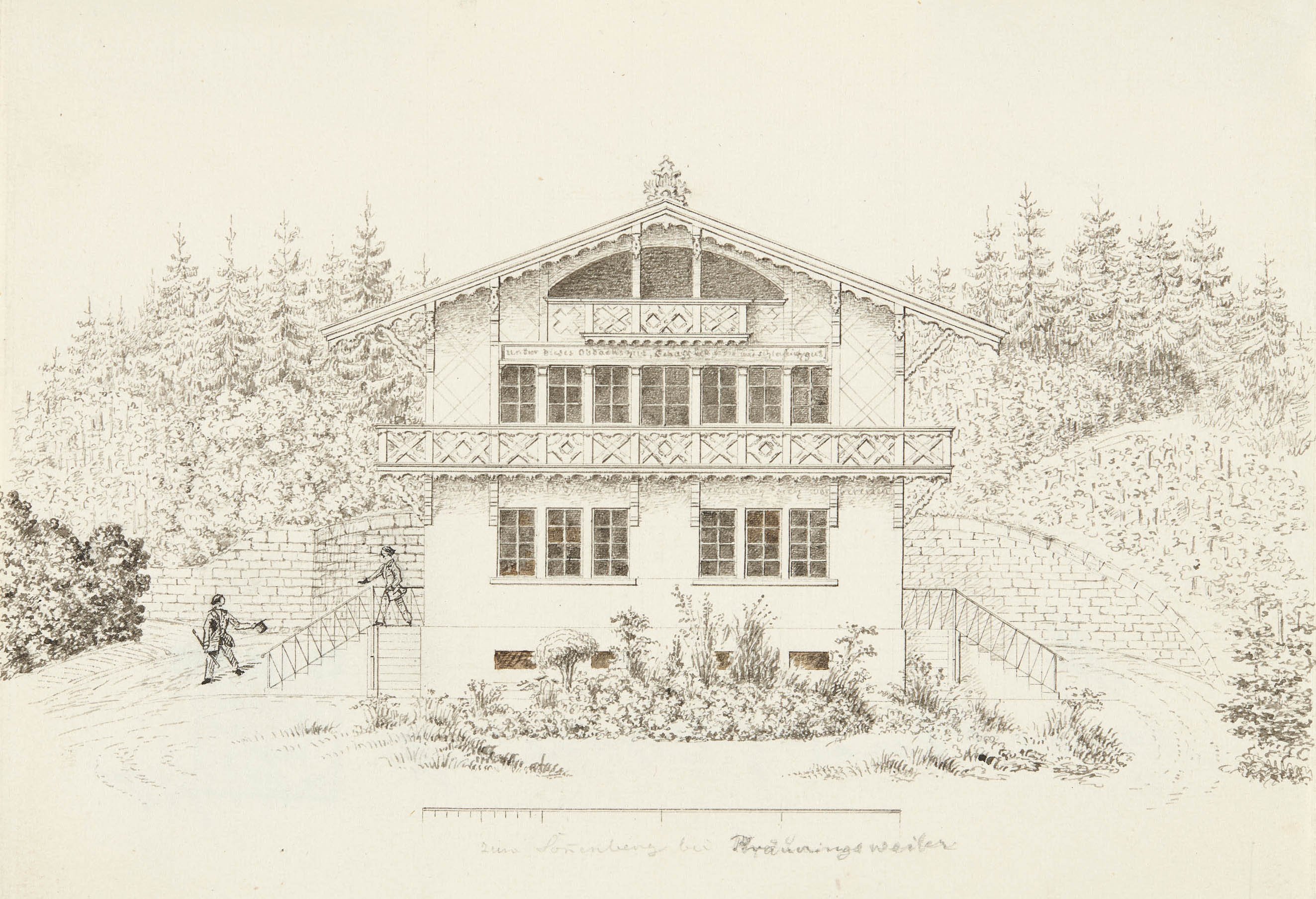 Verlag der G. Ebner'schen Kunsthandlung, Entwurf zu "Skizzen zu ländlichen Gebäuden unter Benützung des Gebirgsstyls von J. E. Zeller, Architekt. Verlag der Georg Ebnerschen Kunsthandlung Stuttgart 1851"