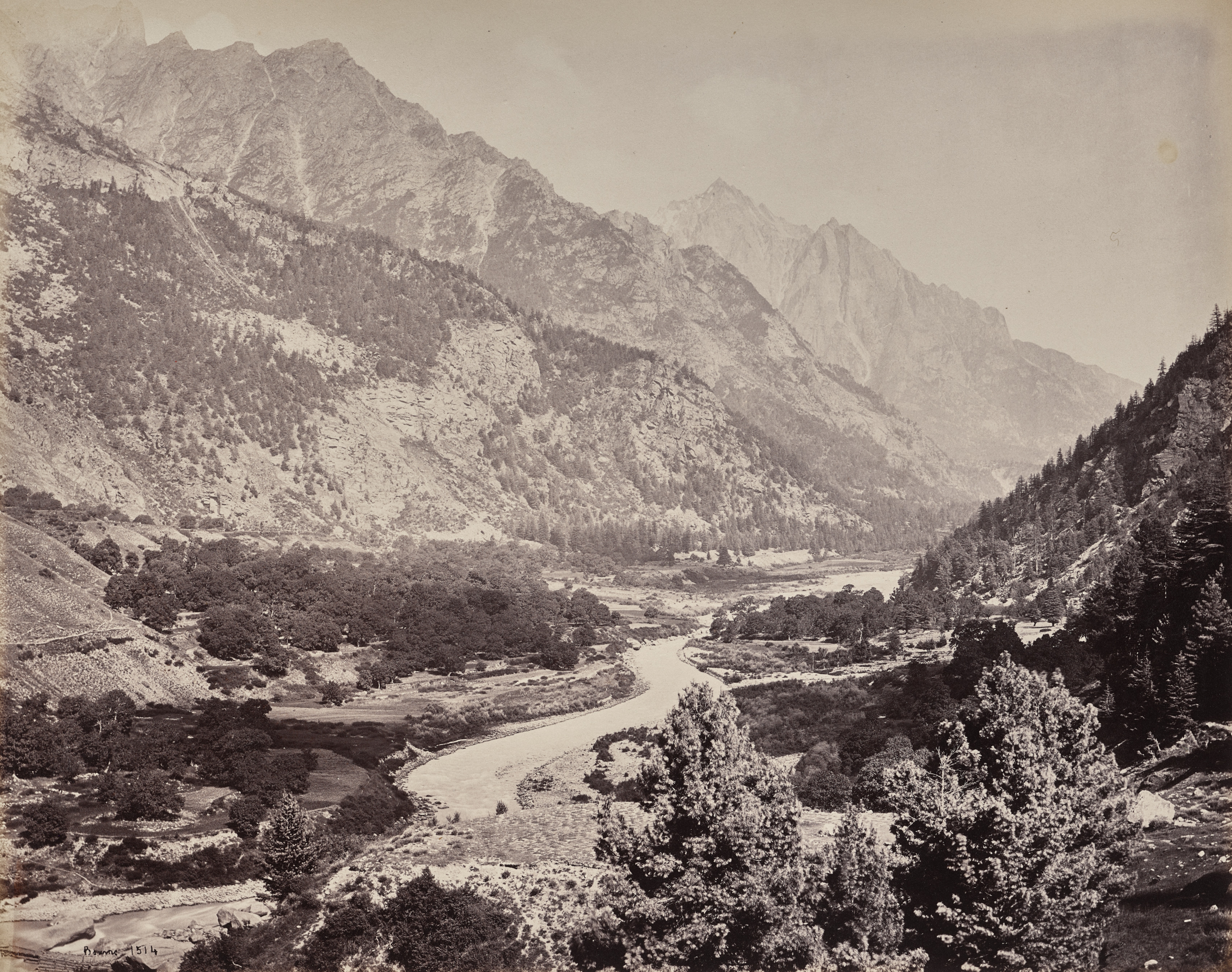 Samuel Bourne, The Upper Himmalayahs. View in the Buspa Valley from Sangla