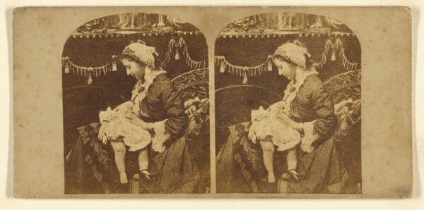 London Stereoscopic and Photographic Company, [Woman seated with baby sleeping on lap]