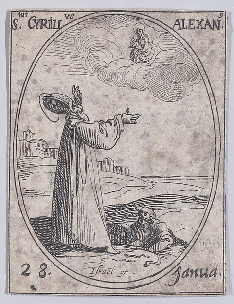 Jacques Callot, S. Cyrille d'Alexandrie (St. Cyril of Alexandria), January 28th, from "Les Images De Tous Les Saincts et Saintes de L'Année" (Images of All of the Saints and Feast Days of the Year)