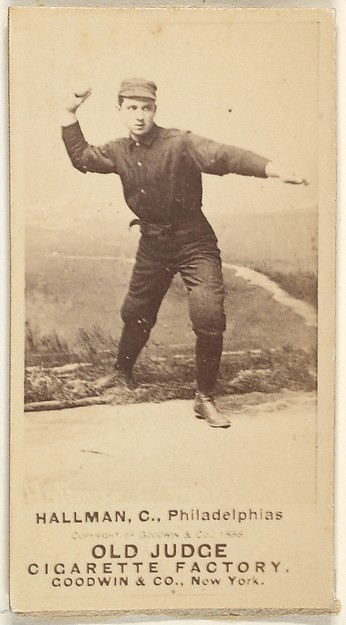 Goodwin & Company, William Wilson "Bill" Hallman, Catcher, Philadelphia, from the Old Judge series (N172) for Old Judge Cigarettes
