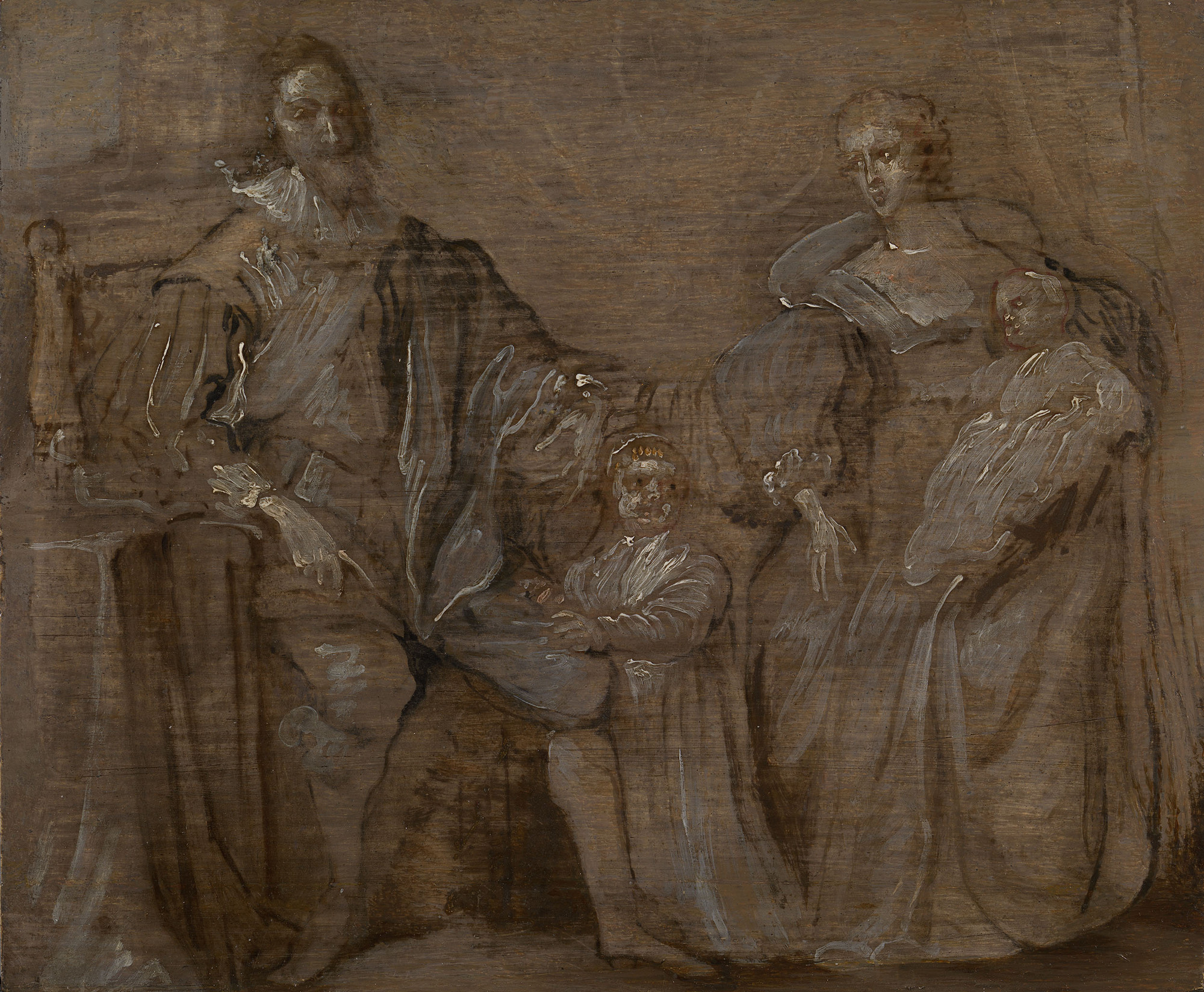 Anthony van Dyck, Sketch of Charles I and Queen Henrietta Maria with their two eldest children, Prince Charles and Princess Mary