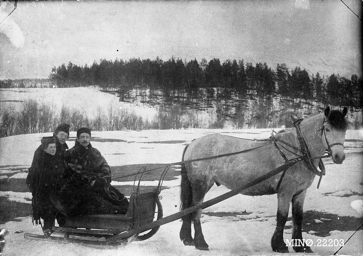 Ukjent, På tur med hest og spisslede