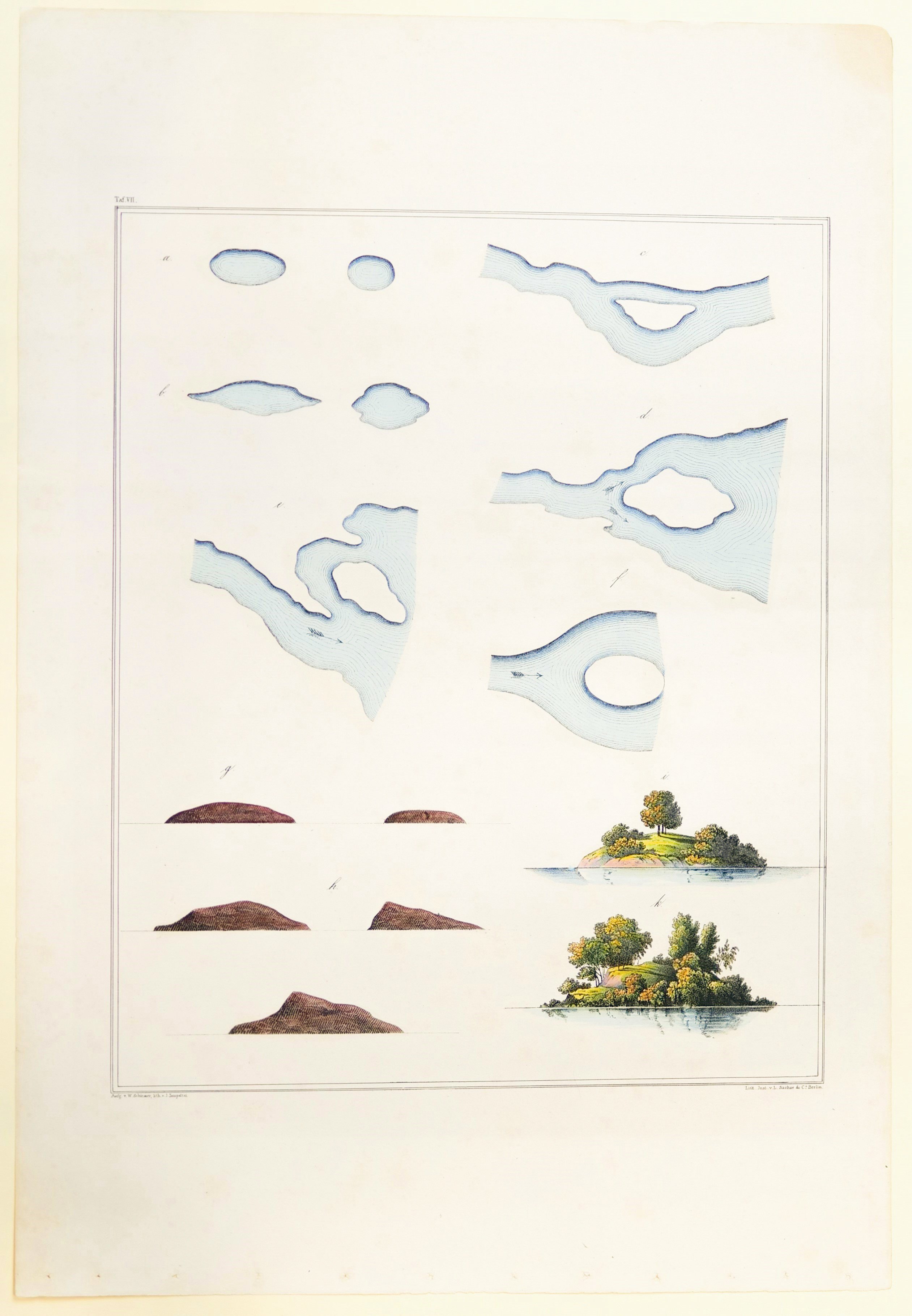 Friedrich Julius Tempeltey, Bildung von Inseln, Tafel VII der "Andeutungen über Landschaftsgärtnerei"