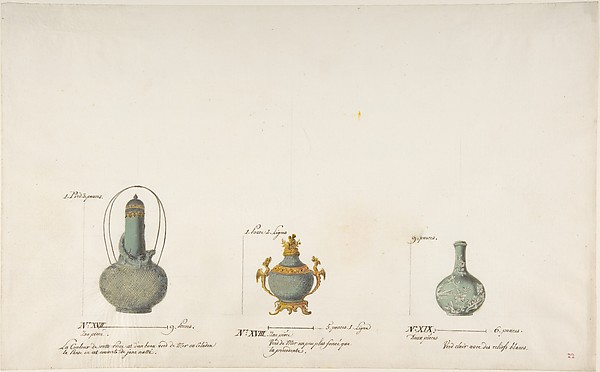 Anonymous, French, 18th century, Design for Three Vases