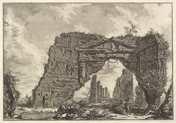 Giovanni Battista Piranesi, Remains of a covered portico, or a cryptoportiucus, in a villa of Domitian, five miles outside Rome on the Frascati road, from Vedute di Roma (Roman Views)