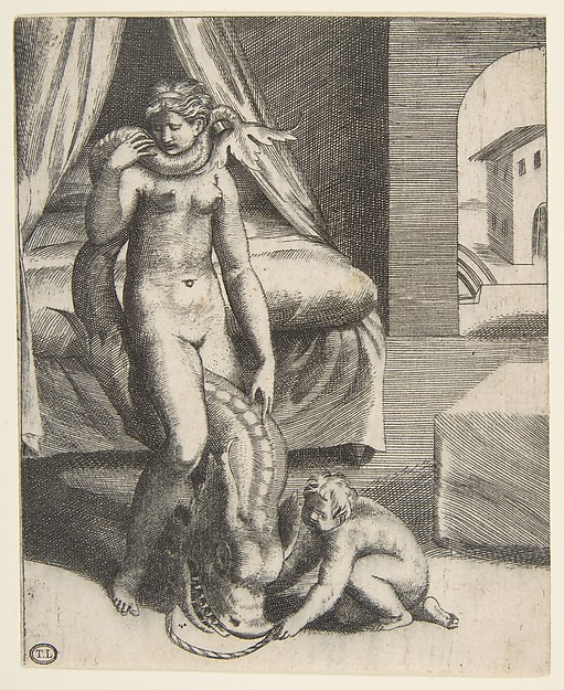 Giulio Bonasone, Neptune and Melanthe, from "The Loves of the Gods" (Amorosi diletti degli dei)