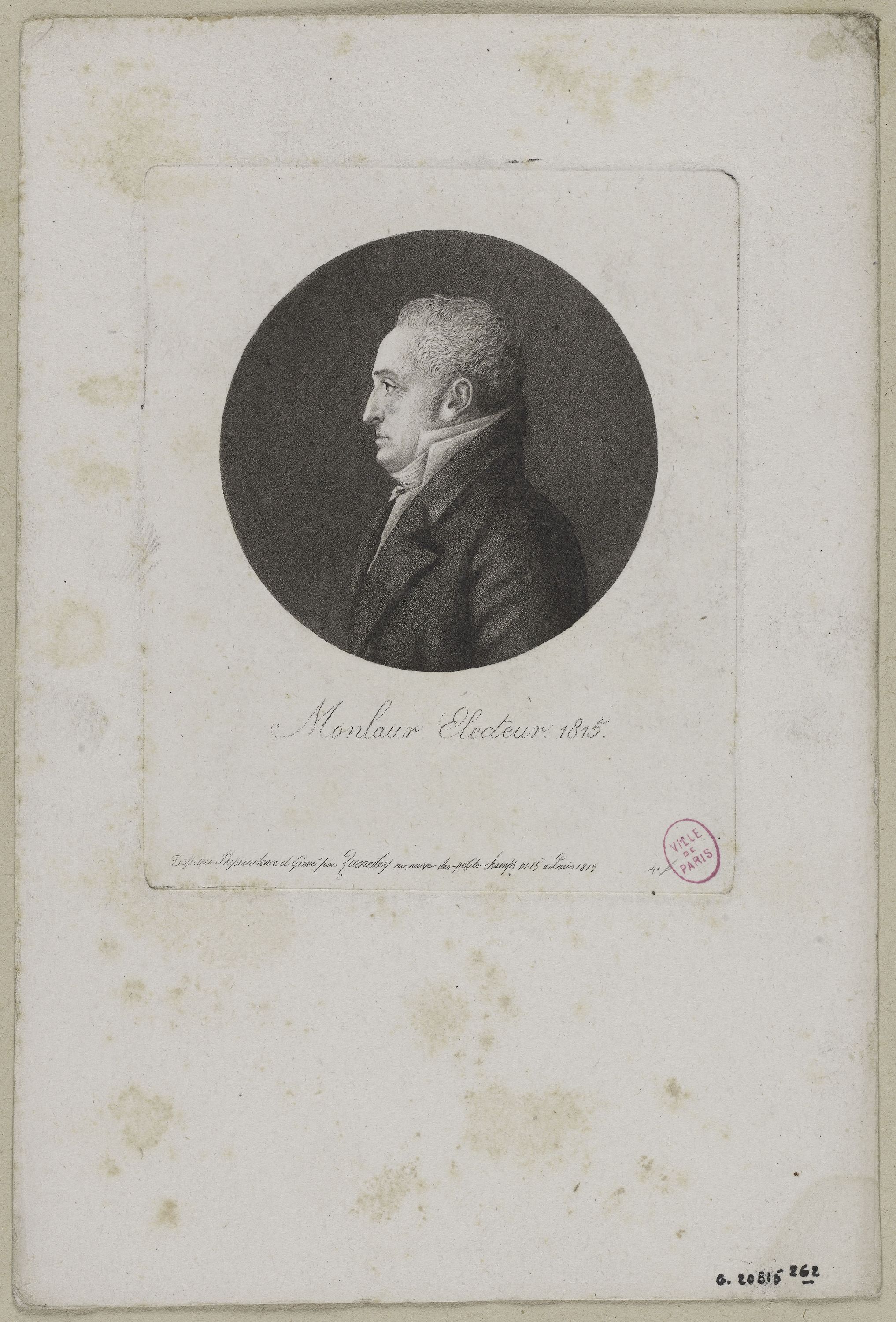 Edmé Quenedey, Portrait de Monsieur Monlaur, électeur 1815