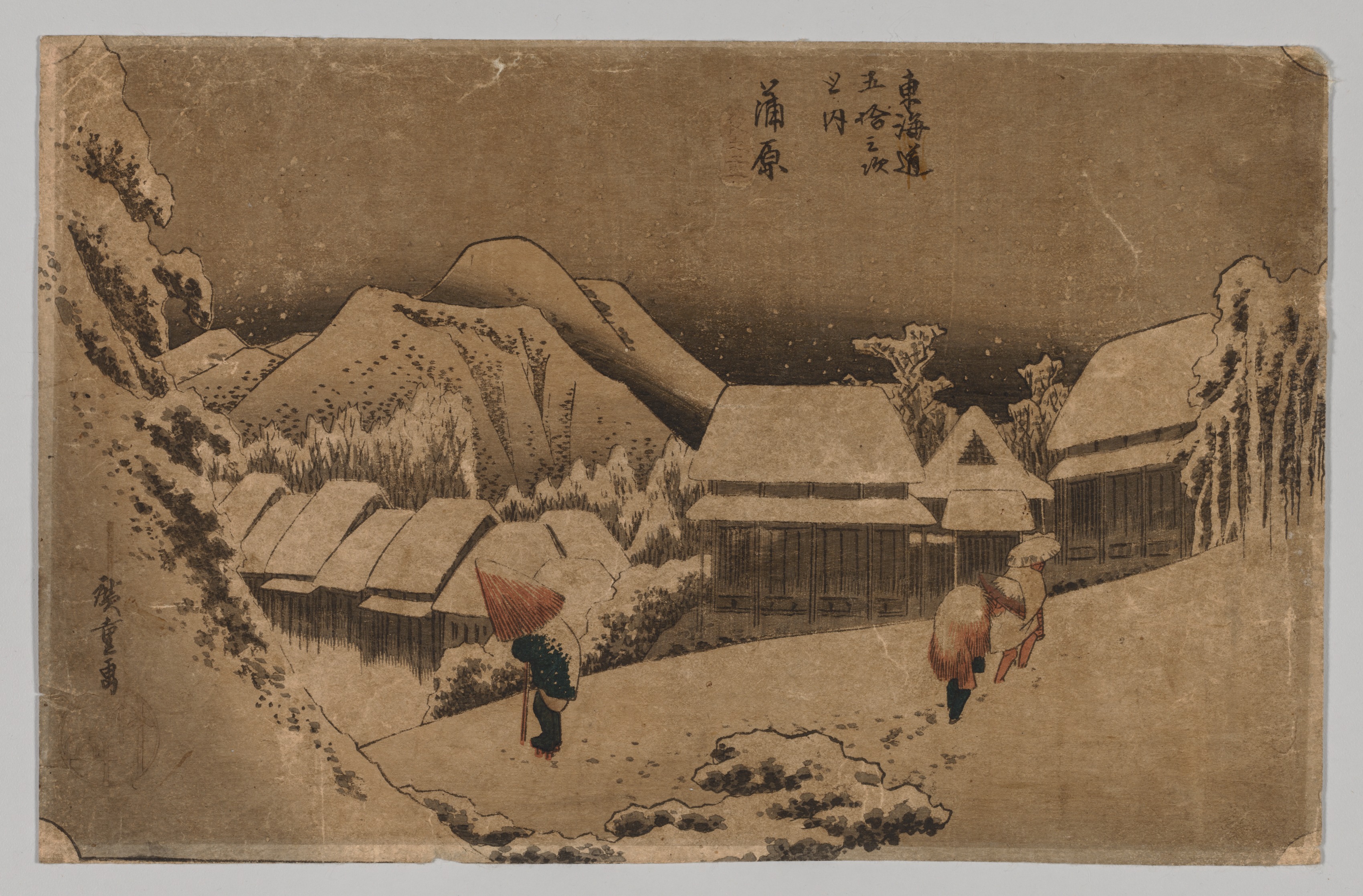 Utagawa Hiroshige, Kambara: Evening Snow