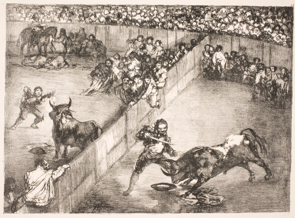 Francisco de Goya, "La Division de la Place " [Tyrekamp i opdelt arena]