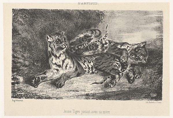 Eugène Delacroix, Young Tiger Playing with Its Mother, from "L'Artiste"